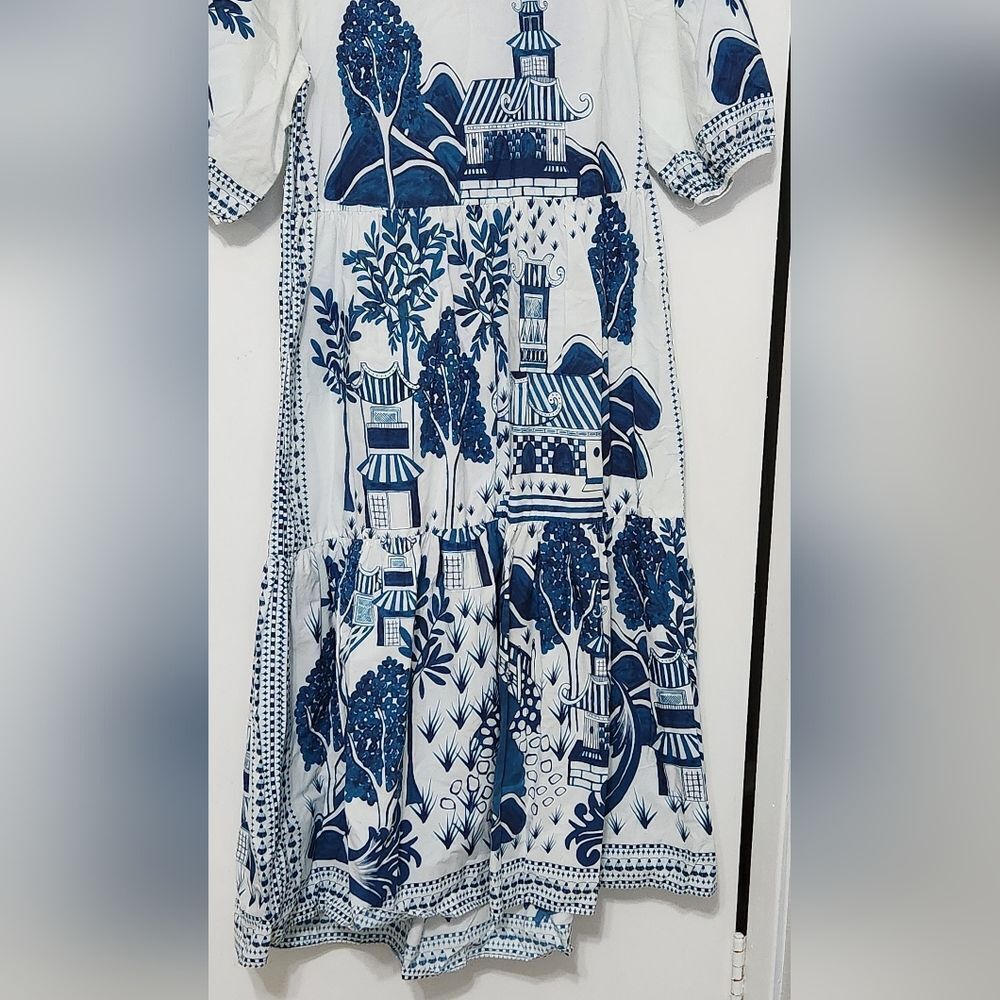 farm Rio Ancient Garden Cotton Midi Dress Size M - Picture 6 of 14